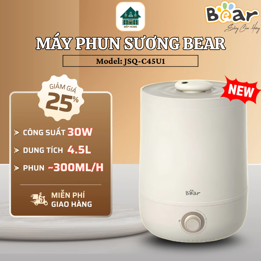 Máy Phun Sương Tạo Ẩm Bear JSQ-C45U1 Lọc Sạch Hoàn Toàn Bụi Bẩn,Thiết Kế Cấu Trúc Hiện Đại - Bếp Home