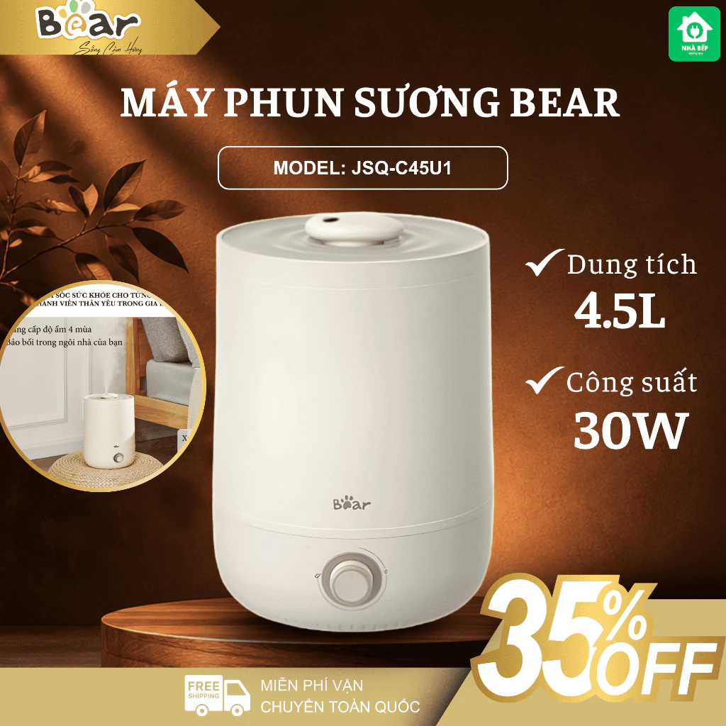 Máy Phun Sương Tạo Ẩm Bear JSQ-C45U1 Tạo Hơi Nước Mịn Không Gây Ướt,Bình Chứa Bốn Lít Rưỡi - Nhà Bếp Thiên Hà