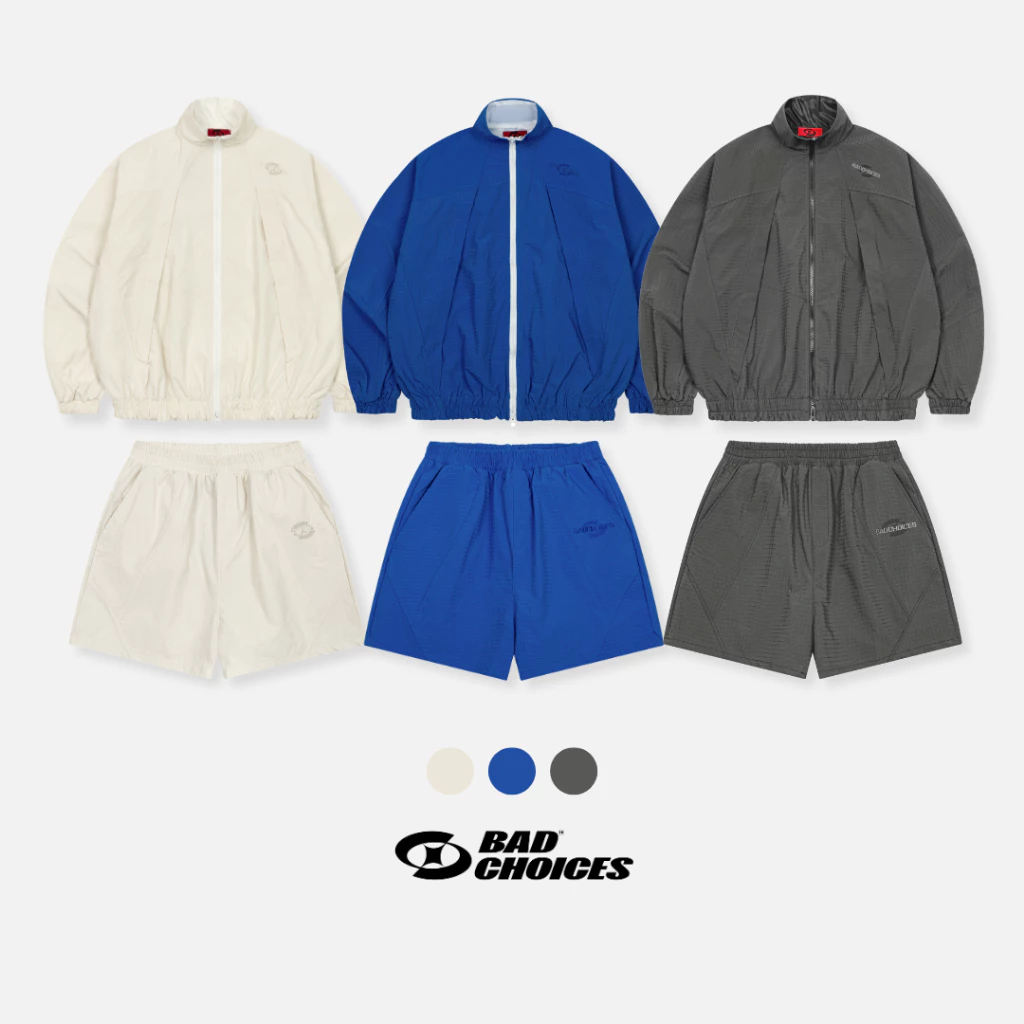 Bad Choices | Set Áo khoác dù cổ đứng boxy và Quần short dù RIPSTOP
