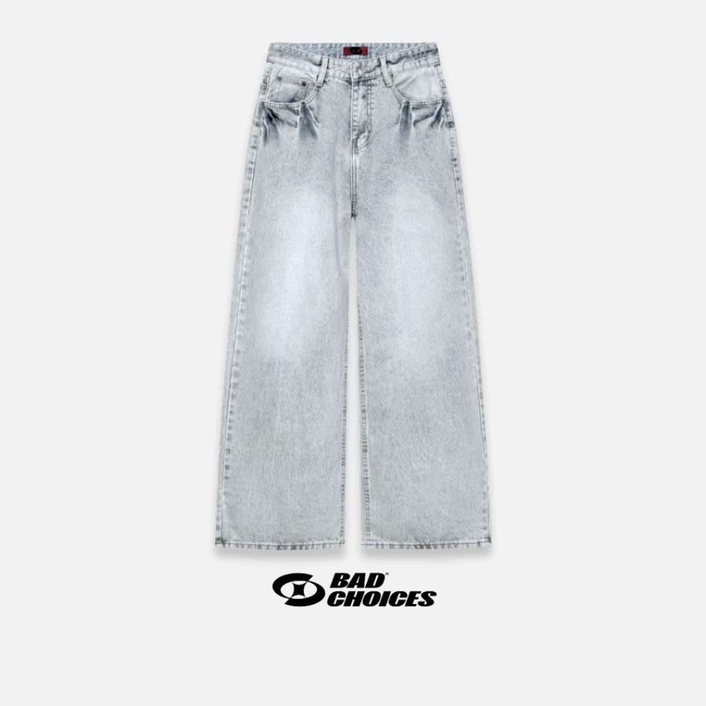Bad Choices | Quần jeans ống suông PLAIN wash màu phong cách Menswear