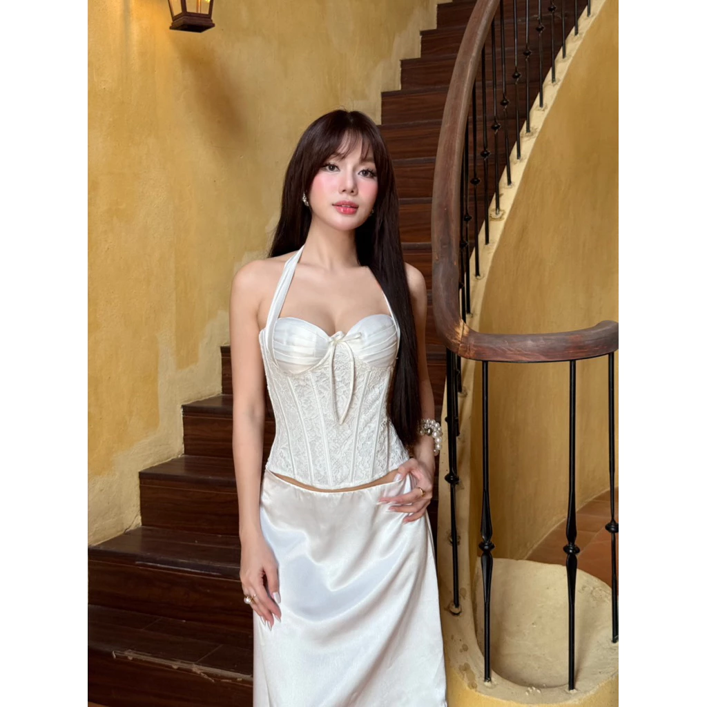 EVELINA CORSET | Áo Corset cup xếp li cột cổ