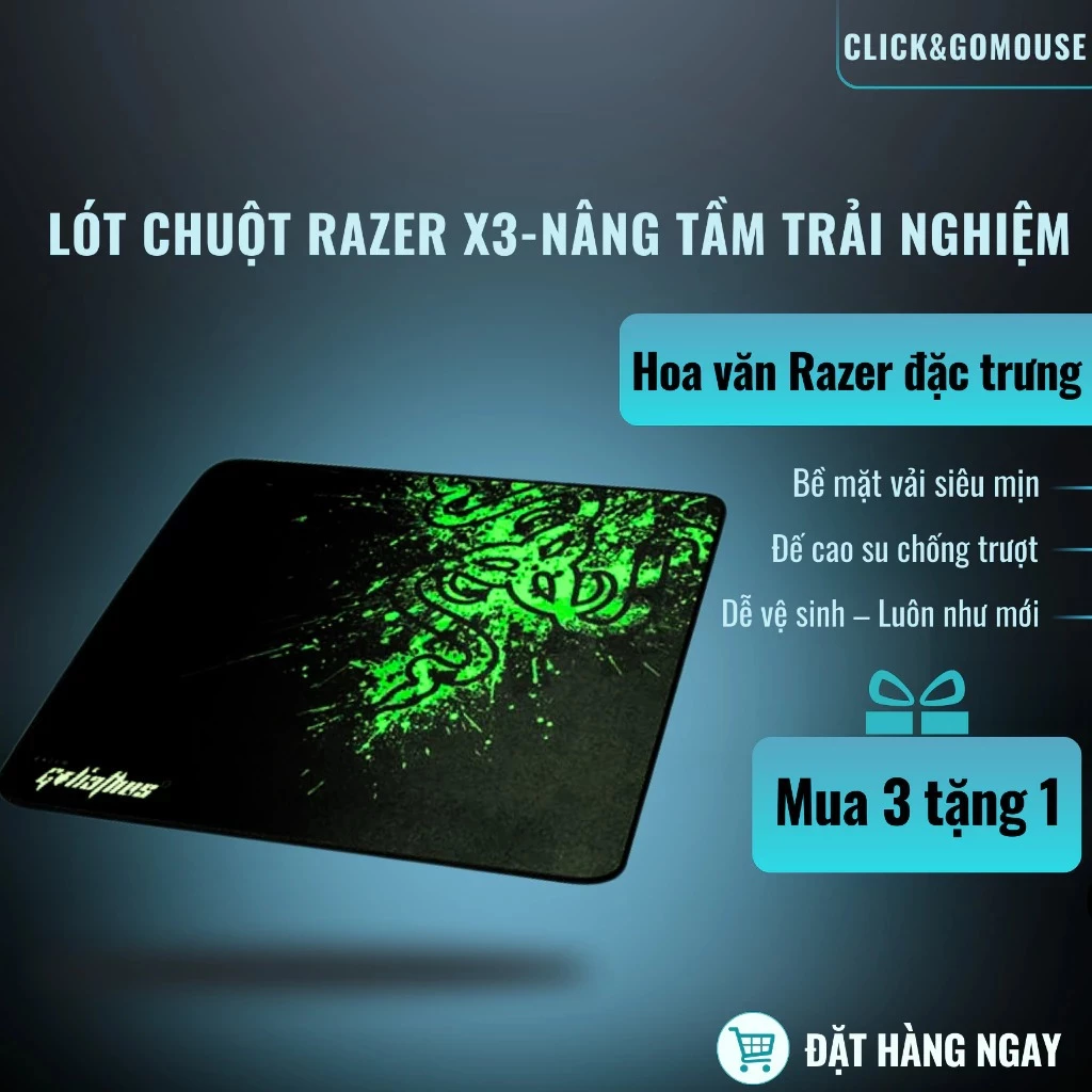 Lót Chuột Máy Tính Bàn Di Chuột Razer X3 Gaming Lót Chuột Chống Trượt Bề Mặt Mịn Bám Bàn Tốt