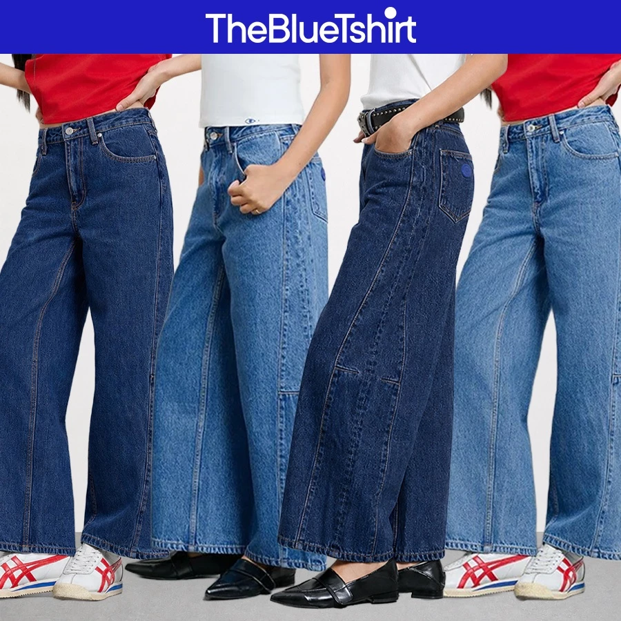TheBlueTshirt - Quần jean phom dáng ống rộng hơi cong cho nữ - Uncle Horse Riding Jeans - Women