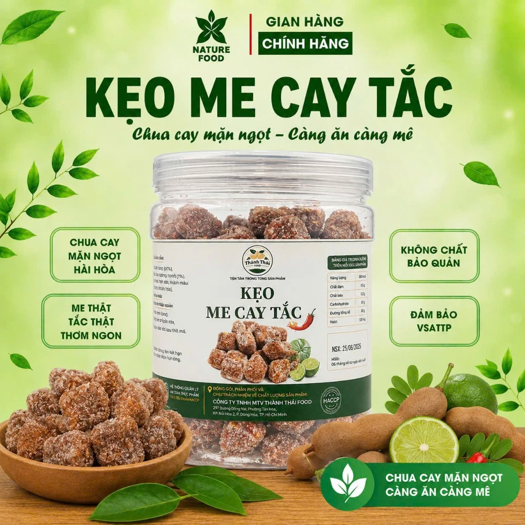 Kẹo Me Cay Tắc Chua Cay ngọt ngon Phân Phối Bởi NATURE FOOD (có đầy đủ hồ sơ công bố và kiểm nghiệm sản phẩm)