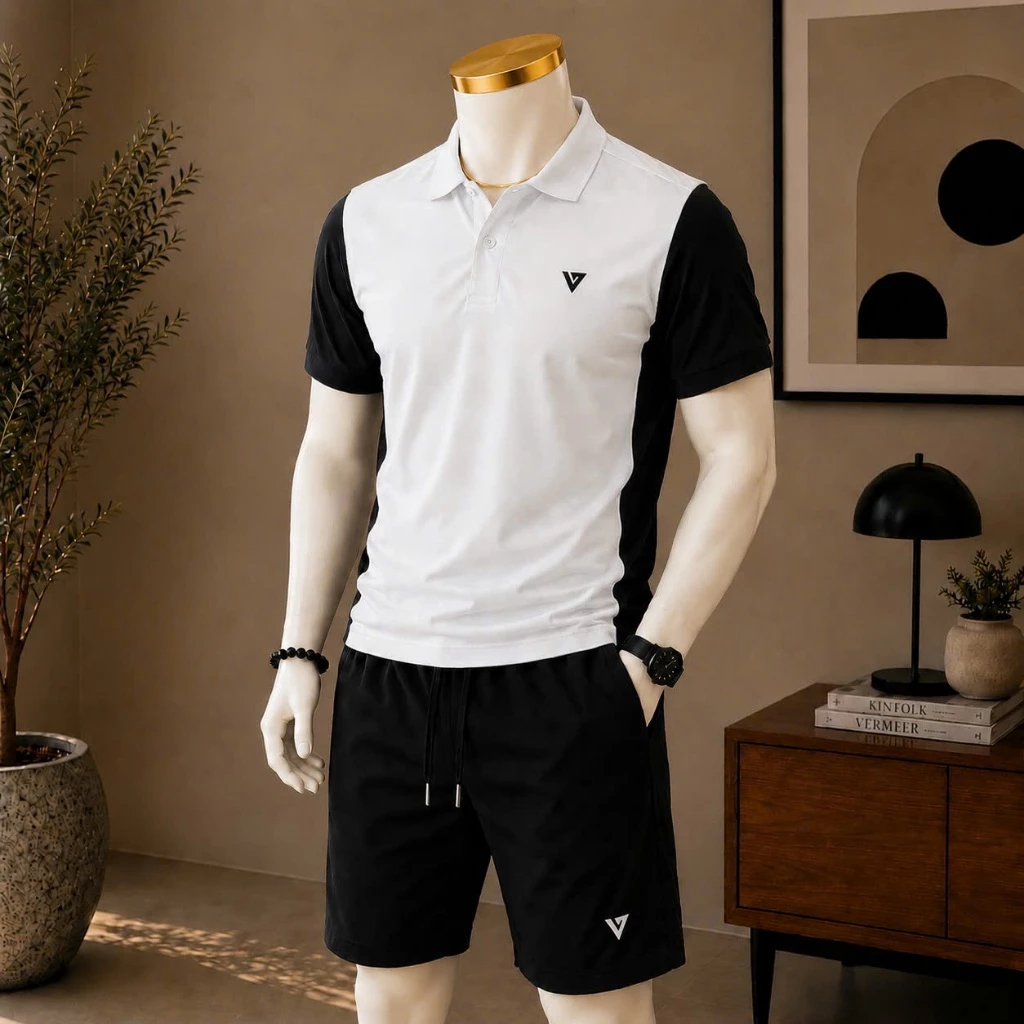 [003] Bộ Thể Thao Nam Polo Trơn Cổ Bẻ Phối Màu Cao Cấp, Logo Thêu Nổi, Vải Mềm Co Giãn Thoáng Mát.