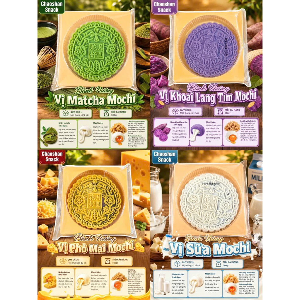 Bánh nướng vị phô mai mochi 500gam