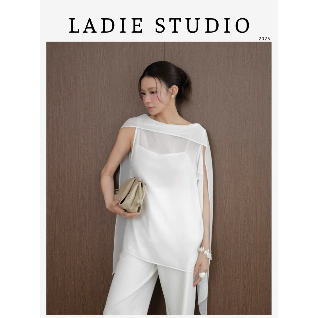 [LADIE STUDIO] Áo chiffon phủ vai voan mỏng kèm áo trong - áo voan phom rũ thanh lịch công sở, dạo phố l AO129