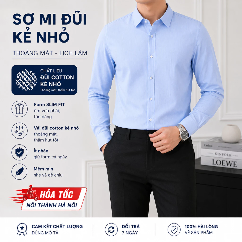 Áo Sơ Mi Nam Tay Dài & Tay Ngắn Màu Xanh Kẻ Vải Đũi Cao Cấp –Thiết Kế Lịch Lãm, Mát Mẻ, Thấm Hút Tốt