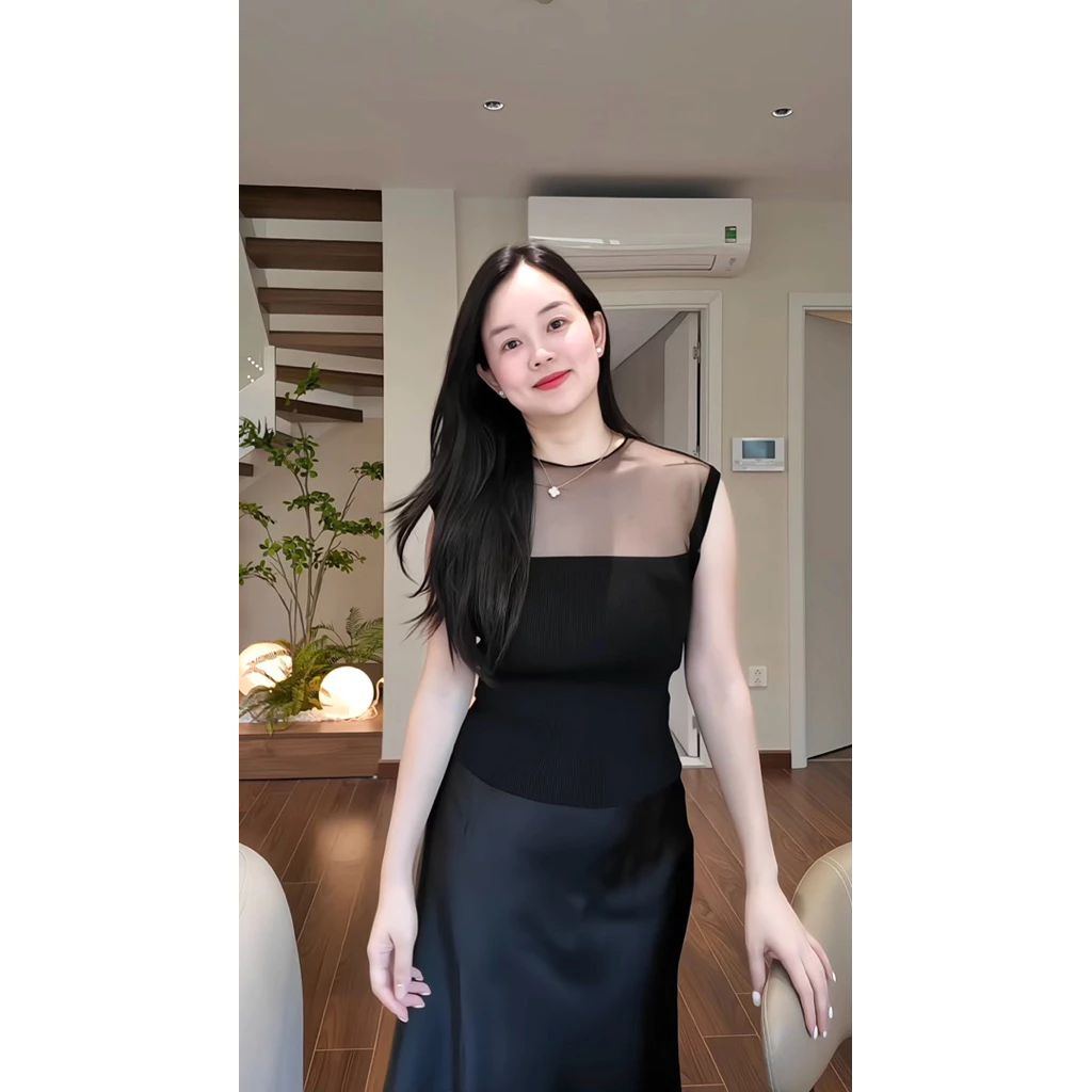[HÀNG CÓ SẴN] Áo SN len lưới Đen - ALISA