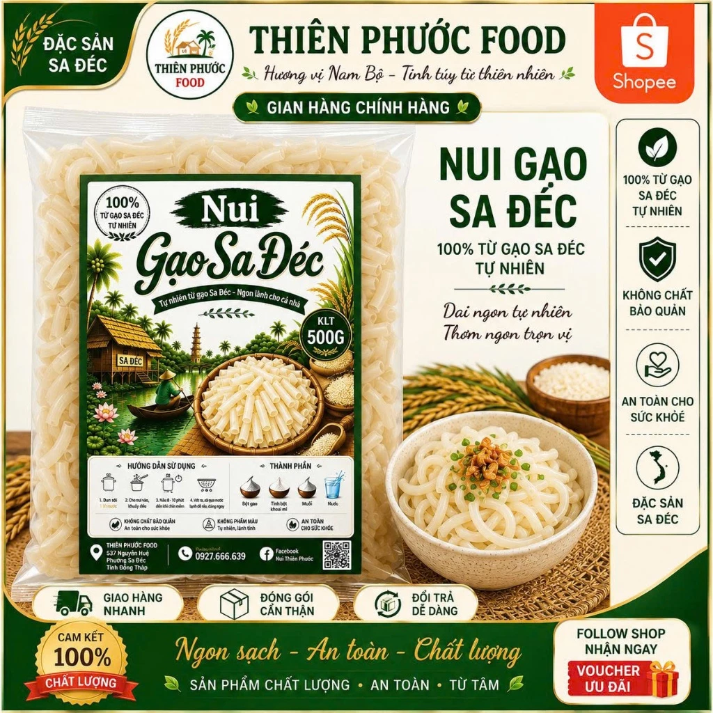 Nui Gạo Xoắn Trắng Sadec 500g