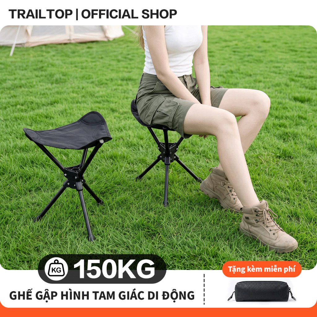 【COD】Trailtop  Có thể xoay Ghế Gấp Gọn Camping Ghế nhỏ ngoài trời Dã Ngoại Du Lịch Chịu Tải 120kg Vải Oxford 600D