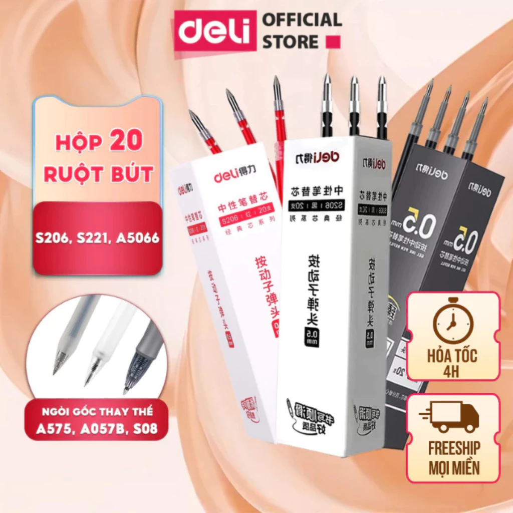 Combo 10/20 Ngòi Ruột bút gel Deli 0.5mm dùng cho bút gel A575 cho học sinh sinh viên văn phòng