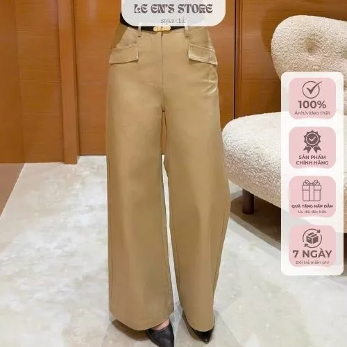Quần suông nữ kaki jeans cạp cao ống rộng tôn dáng, quần dài phong cách hàn quốc đi làm đi chơi