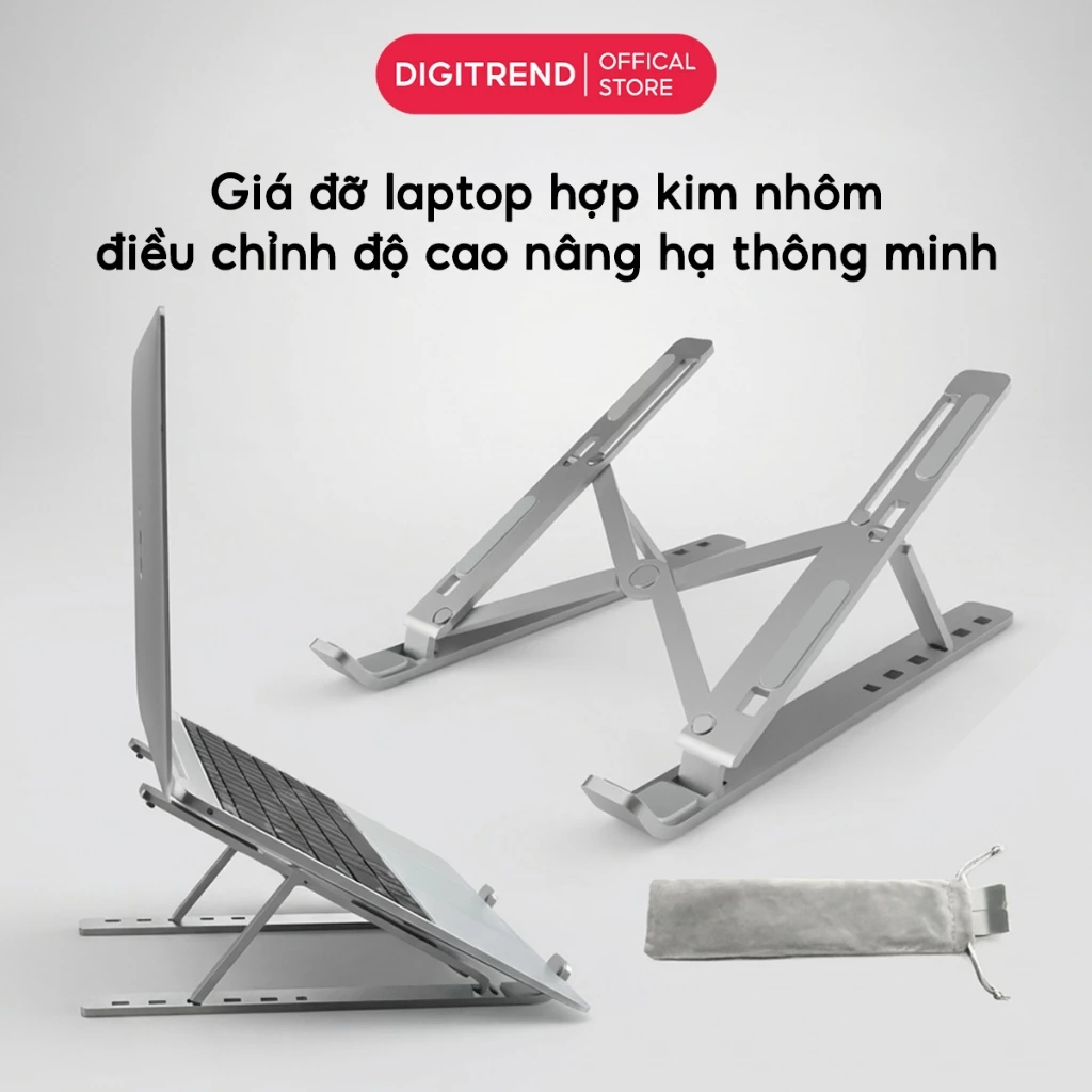 Giá Đỡ Laptop Bằng Nhôm Điều Chỉnh Được Độ Cao Có Thể Gấp Gọn, Hỗ Trợ Tản Nhiệt Khi Kê Máy Tính