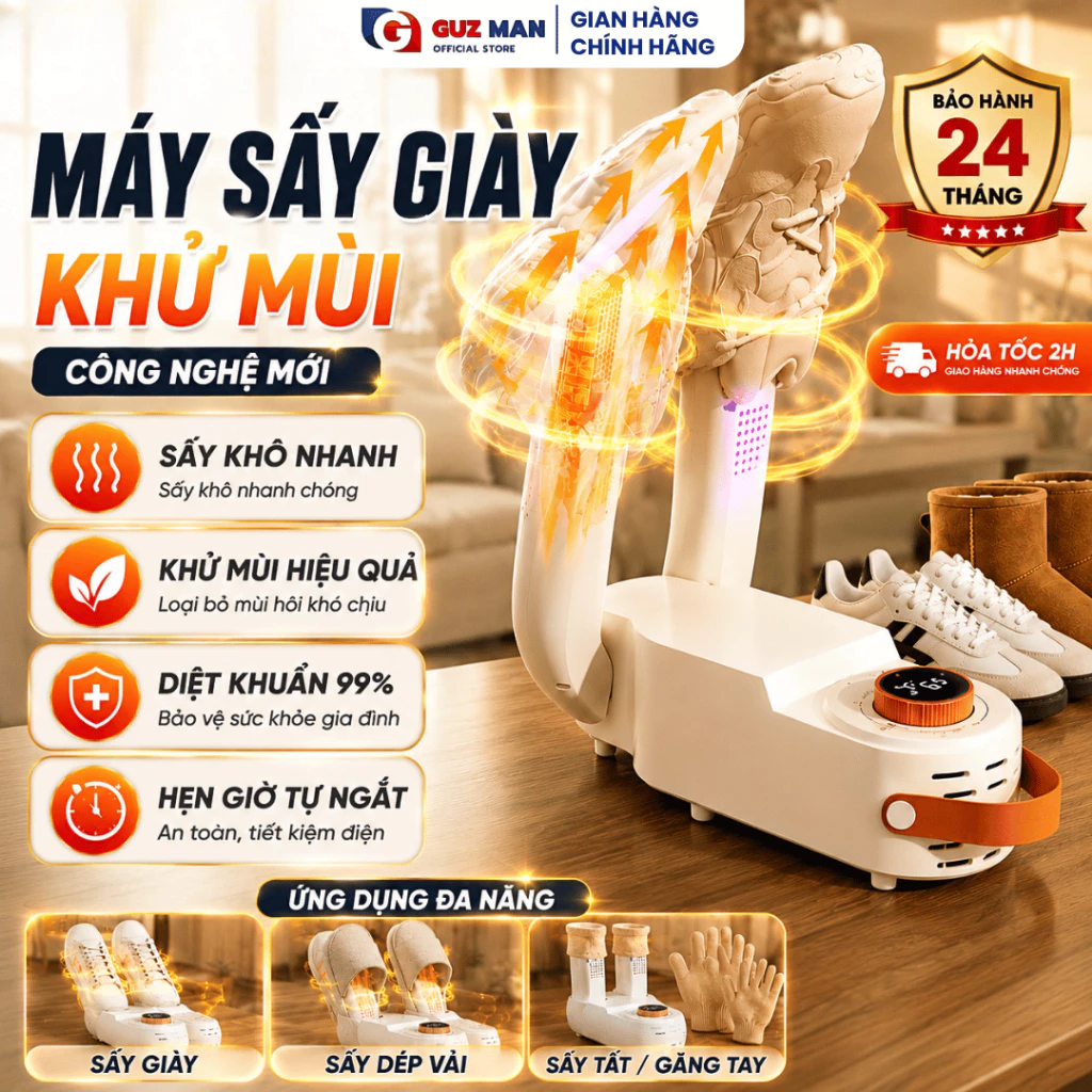 Máy Sấy Giày Khử Mùi Đa Năng sấy giày, sấy tất, găng tay Khử Khuẩn Bằng Tia Cực Tím Công Suất 180W