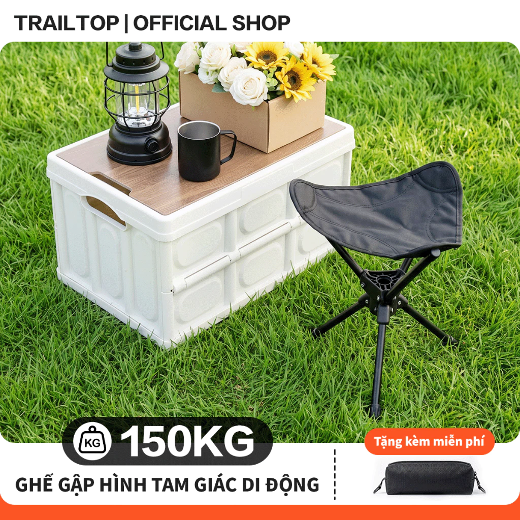 【COD】Trailtop Ghế ba chân gấp gọn di động, ghế cắm trại ngoài trời, ghế câu cá, ghế xoay gấp gọn, ghế tam giác