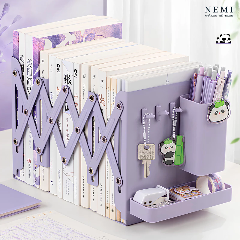 Kệ Sách Để Bàn NEMI Gấp Gọn, Giá Để Tài Liệu Giấy Tờ Bằng Thép Không Gỉ, Kệ Hồ Sơ Đa Năng
