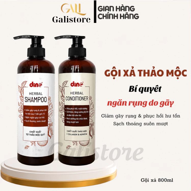 Dầu gội thảo dược Dino 800ml + Kem xả thảo dược Dino 800ml giúp giảm gãy rụng tóc Galistore
