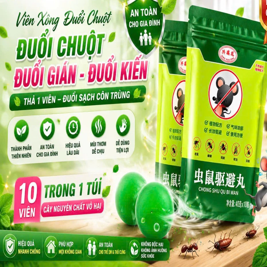 [ COMBO 10 GÓI ] Viên Đuổi Chuột Hiệu Quả 365 Ngày, An Toàn Không Độc Hại