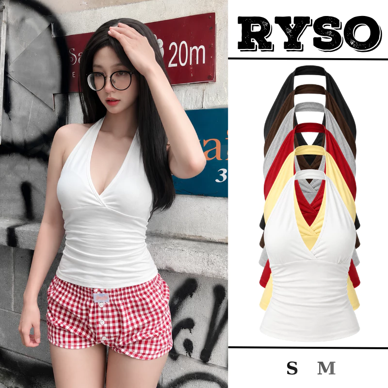 Áo Yếm Cổ V Khoét Sâu Chéo Ngực Kèm Mút Chất Borip Mềm Mát Form Ôm Tôn Dáng AY07 RYSO STORE
