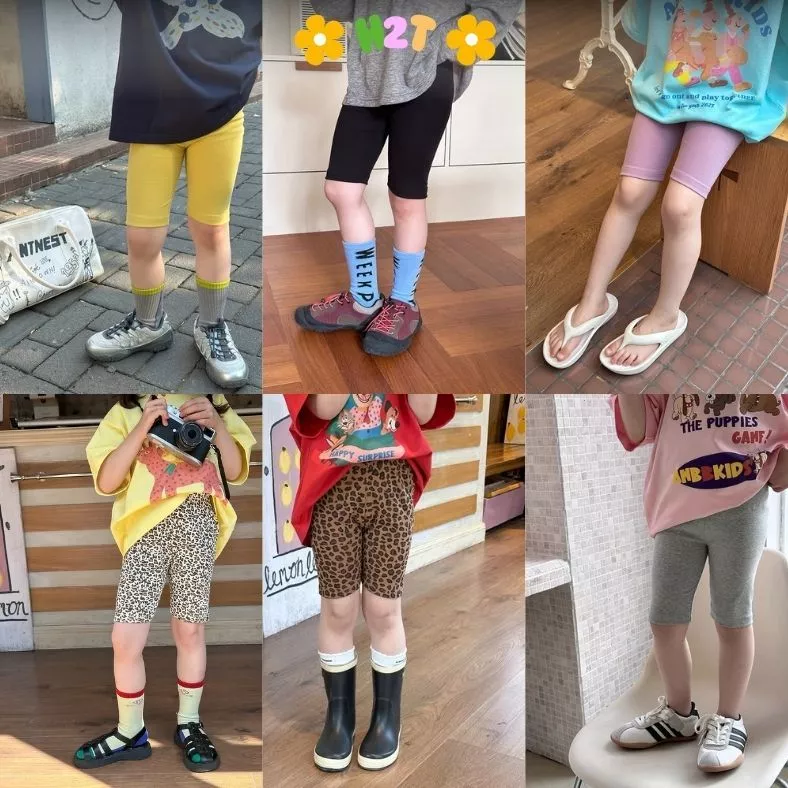 Quần legging đùi bé gái, quần đùi ôm bó sát biker short thun năng động cho bé H&2T Baby Kid - S14
