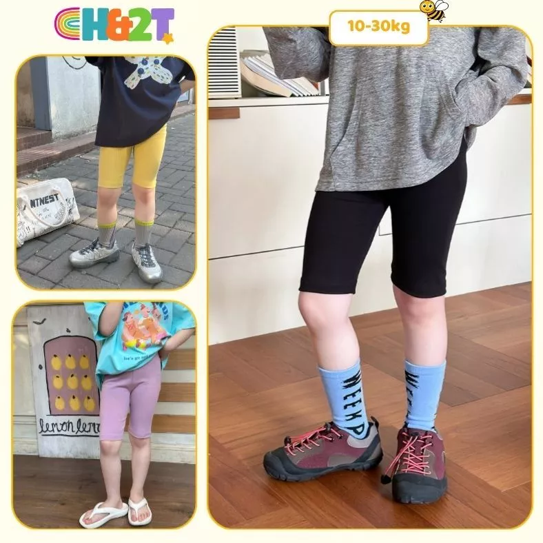 Quần legging đùi cho bé, quần đùi ôm bó sát biker short thun năng động cho bé H&2T Baby Kid - S14