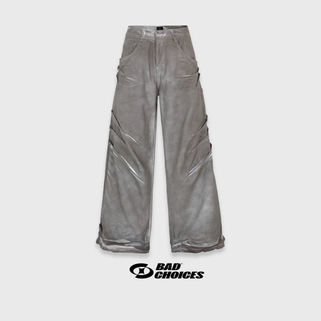 Bad Choices | Quần Jean Shark Fin Wide-Leg ống rộng Wash màu Streetwear Style