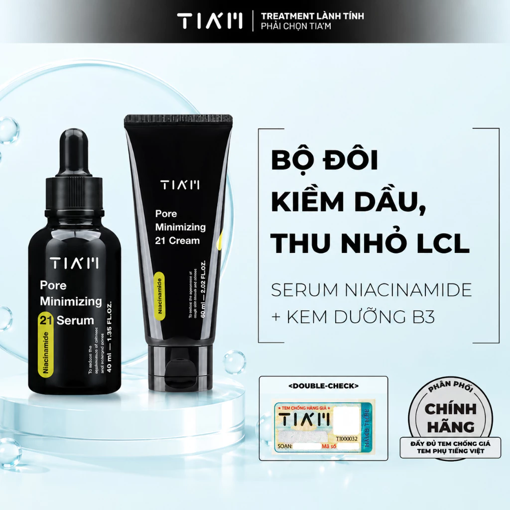 Combo Kiềm Dầu, Thu Nhỏ Lỗ Chân Lông Kem Dưỡng Niacinamide 60ml + Serum Niacinamide 20% 40ml