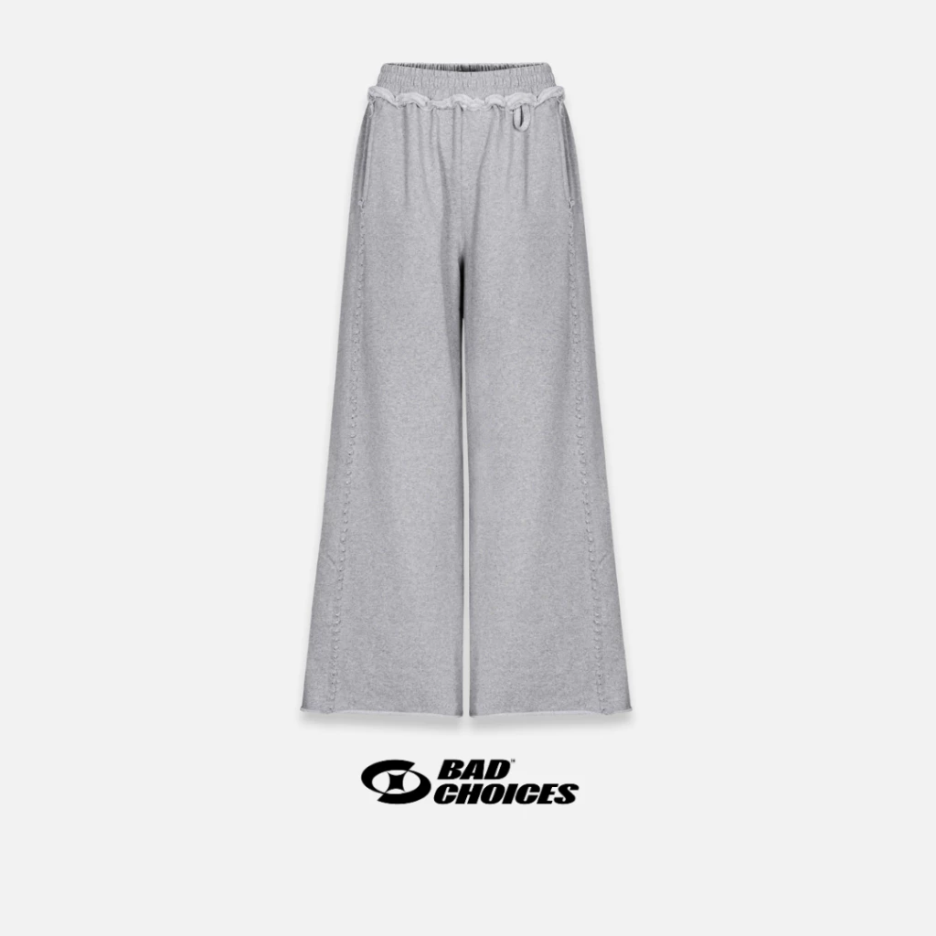 BadChoices | Quần dài suông NỈ chân cua Distressed phối rách StreetStyle