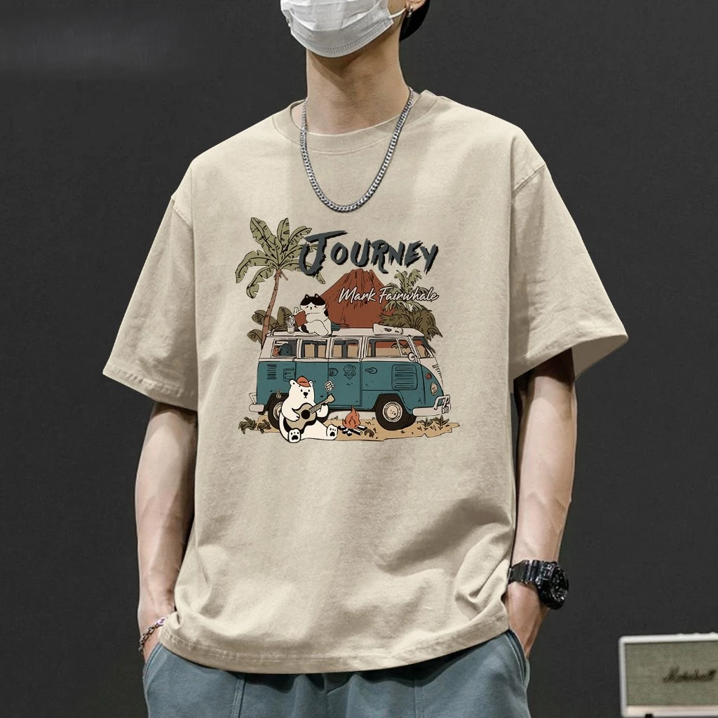 Áo thun nam tay lỡ HappyTee - Mẫu Áo Unisex tay ngắn JOURNEY - Chất vải cotton 100% cao cấp