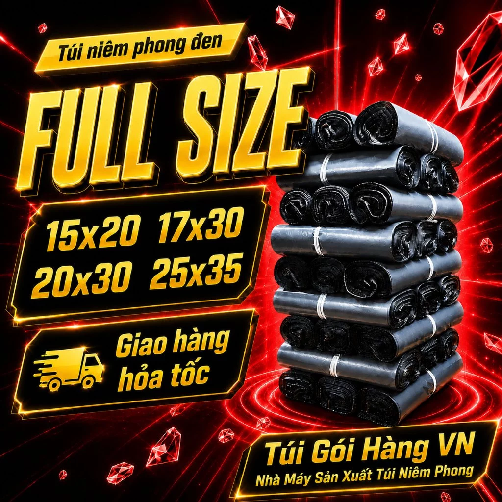 [ CUỘN 100 Túi ] Túi Niêm Phong Xám Đen 15x20, 15x25,17x30, 25x35...Giao Hỏa Tốc, Giá Đã Bao Gồm VAT - Túi Gói Hàng VN