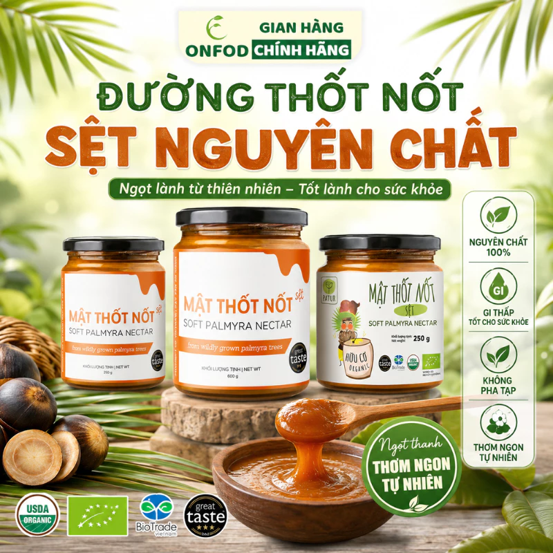 Đường thốt nốt an giang sệt ONFOD nguyên chất ăn kiêng giảm cân nấu sữa hạt healthy eat clean 1kg
