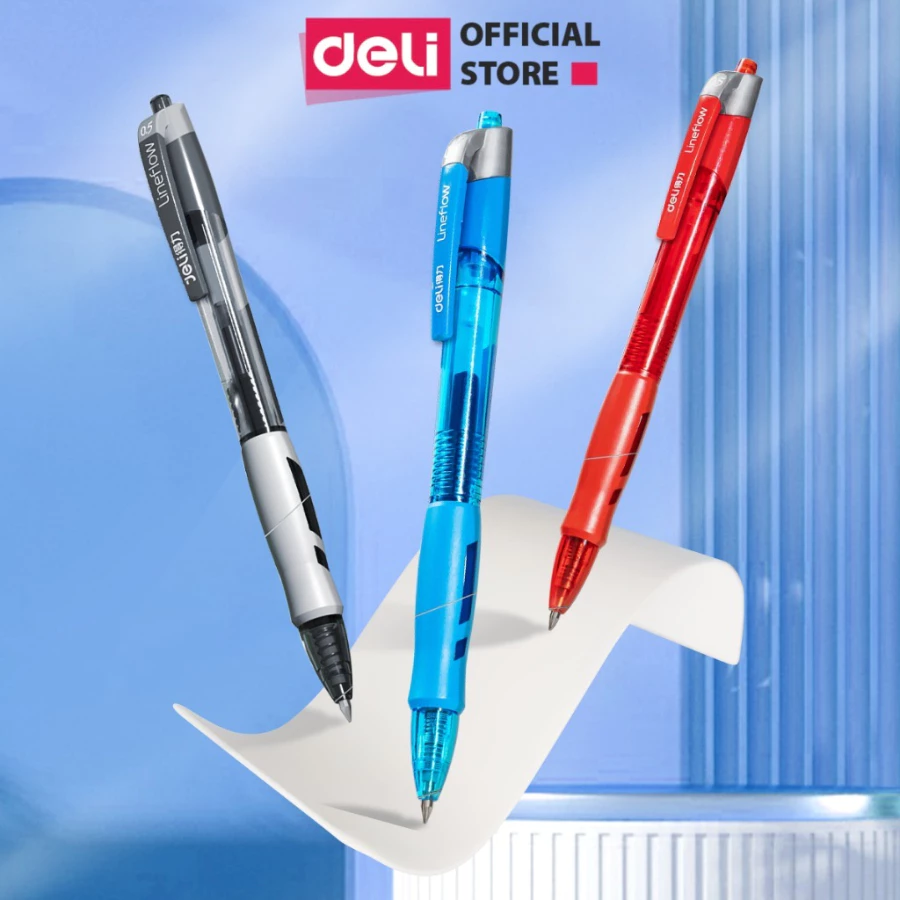 [🔥9.9 TẶNG 5 NGÒI] Bút Gel Bấm Deli Bi Nước Mực Xanh/Đen/Đỏ Cho Văn Phòng Học Sinh Ngòi 0.5mm Mực Đều Chữ Đẹp