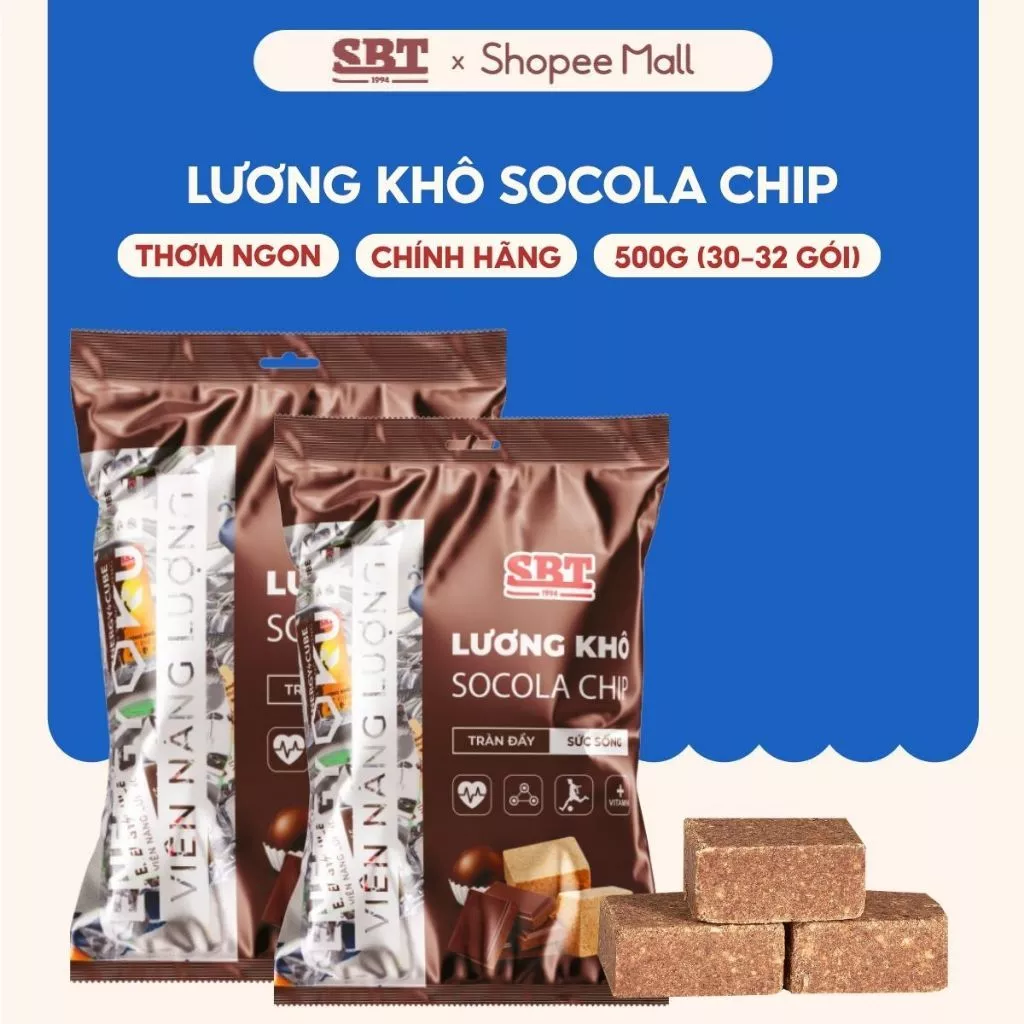 Lương Khô SBT Vị Socola Loại 500g Thơm Ngon Bổ Sung Năng Lượng - Thanh Năng Lượng Bánh Kẹo SBT