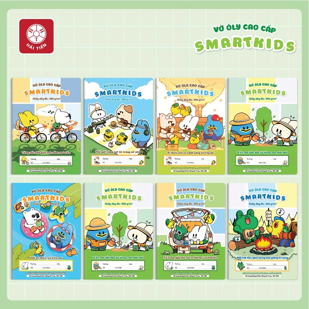 HẢI TIẾN  Vở ô ly Cao cấp Smartkids - Chống lóa (48 trang, 80 trang) 4/5 ô ly 2,5x2,5mm