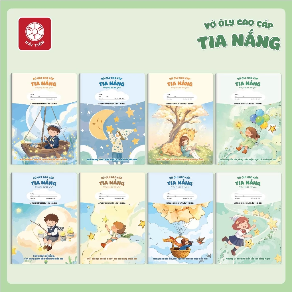 HẢI TIẾN Vở ô ly cao cấp Tia Nắng (4/5 ô ly) - ĐL 100g/m2 - KT 170x240mm - 48/80 trang