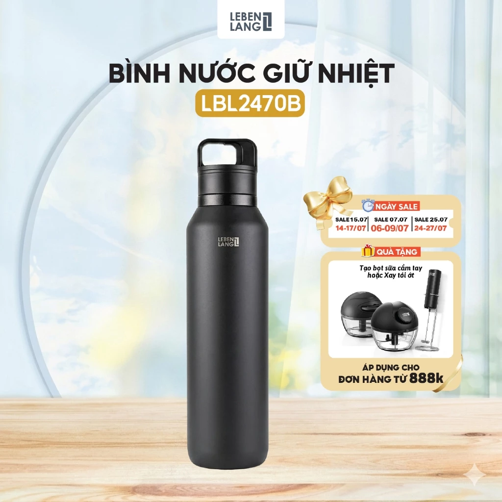 Bình Nước Giữ Nhiệt Lebenlang LBL2470 (750ml) - Inox SUS304 Cao Cấp, Giữ Lạnh Trên 10 Tiếng, Chống Rò Rỉ Tuyệt Đối