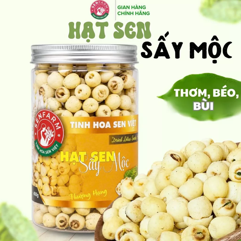 Hạt Sen sấy mộc Senfarm ăn vặt healthy, Eat Clean, KETO, đặc sản sen Việt