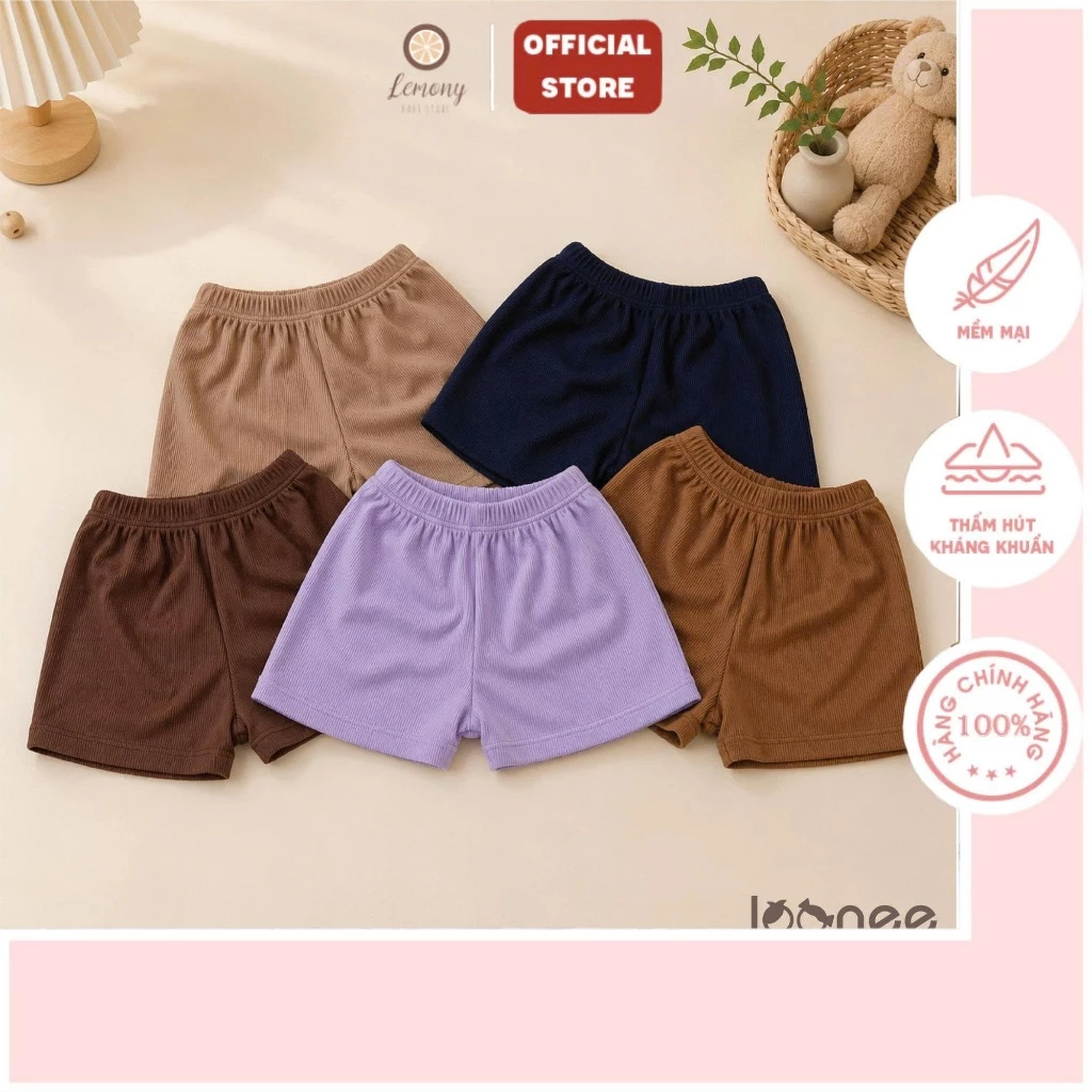 Quần Đùi Cộc Cho Bé Joonee Thun Tăm Mềm Mại Co Giãn Thoáng Mát Cạp Chun Size 9M-4Y