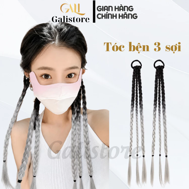 Tóc bện 3 sợi thắt bím đuôi ngựa, tóc Giả Thắt Bím Thời Trang Bện Đuôi Ngựa Hàn Quốc Cho Nữ- Galistore ( giá 1 bên )