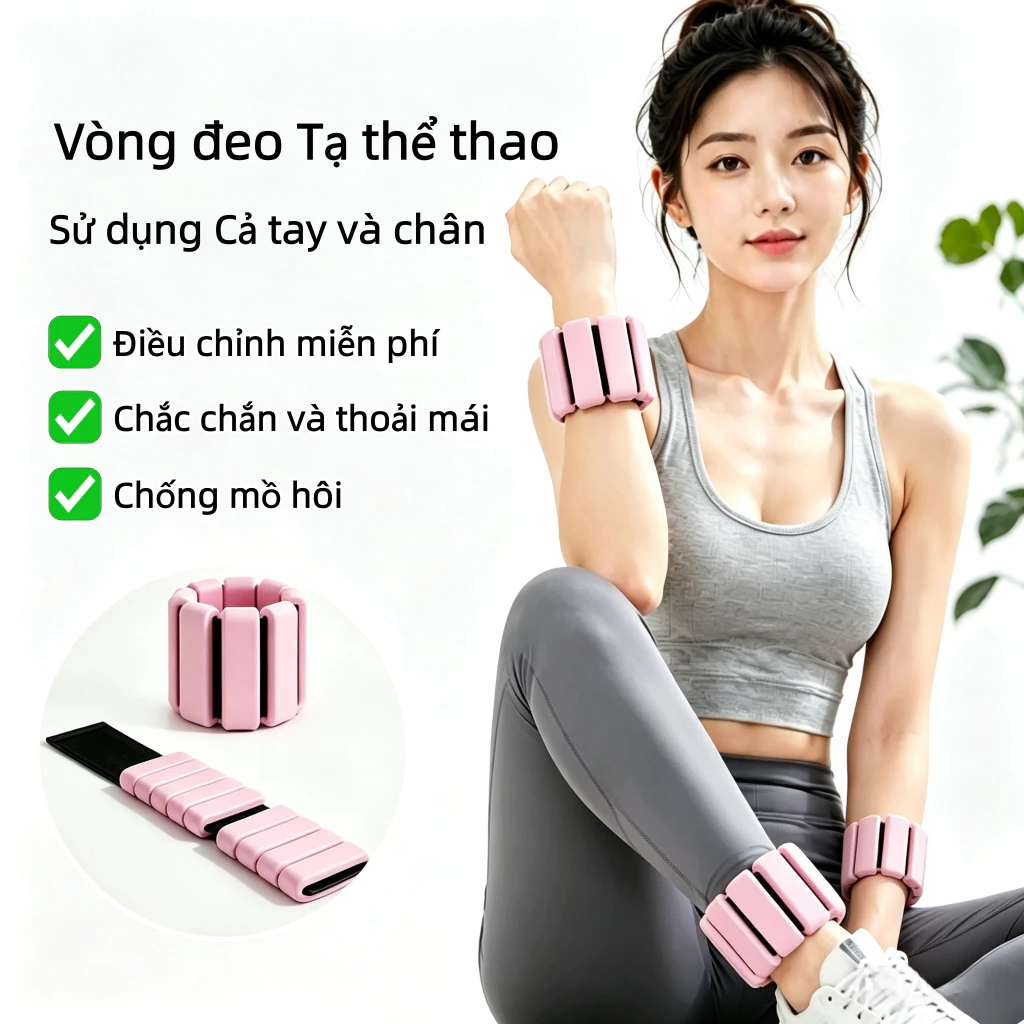 Tạ Đeo Bọc Silicon Cao Cấp Tháo Rời Tập Gym Túi Cát Đeo Cổ Tay Mắt Cá chân Chất Liệu Bột Sắt Mịn