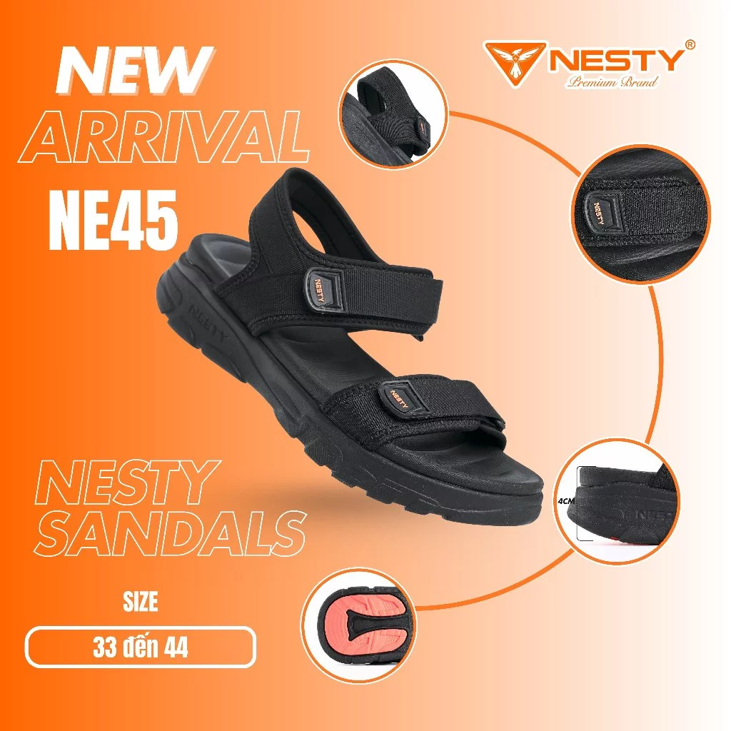 [NE45] Dép Sandal NESTY Nam/ Nữ Quai Dù Đế Êm Chống Trượt Khóa Dán Chính Hãng ( KO1 ) *LIVE