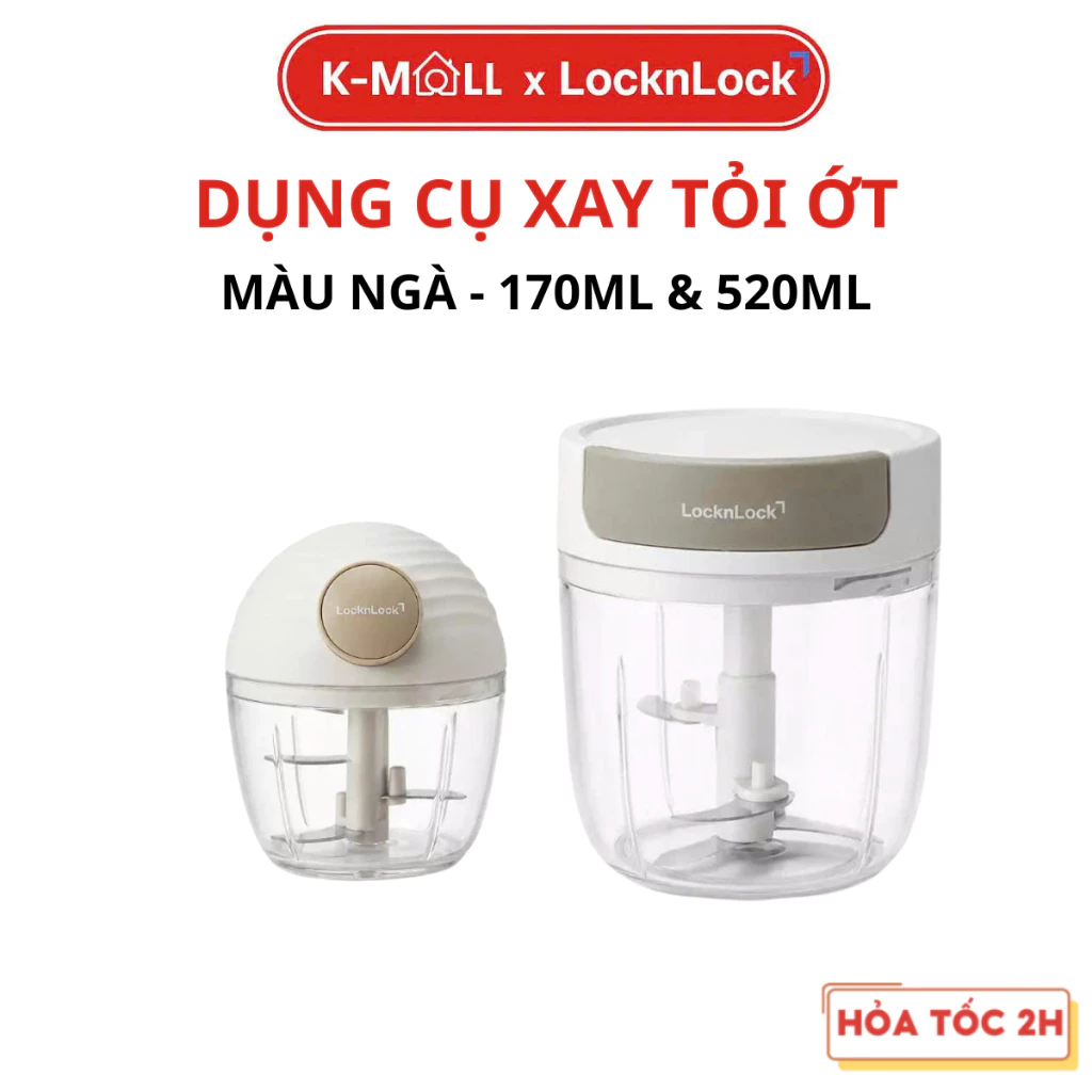 Dụng Cụ Băm, Xay Tỏi Ớt LocknLock CKS346IVY (170ml) CKS347IVY (520ml) - Màu Ngà - K-MALL