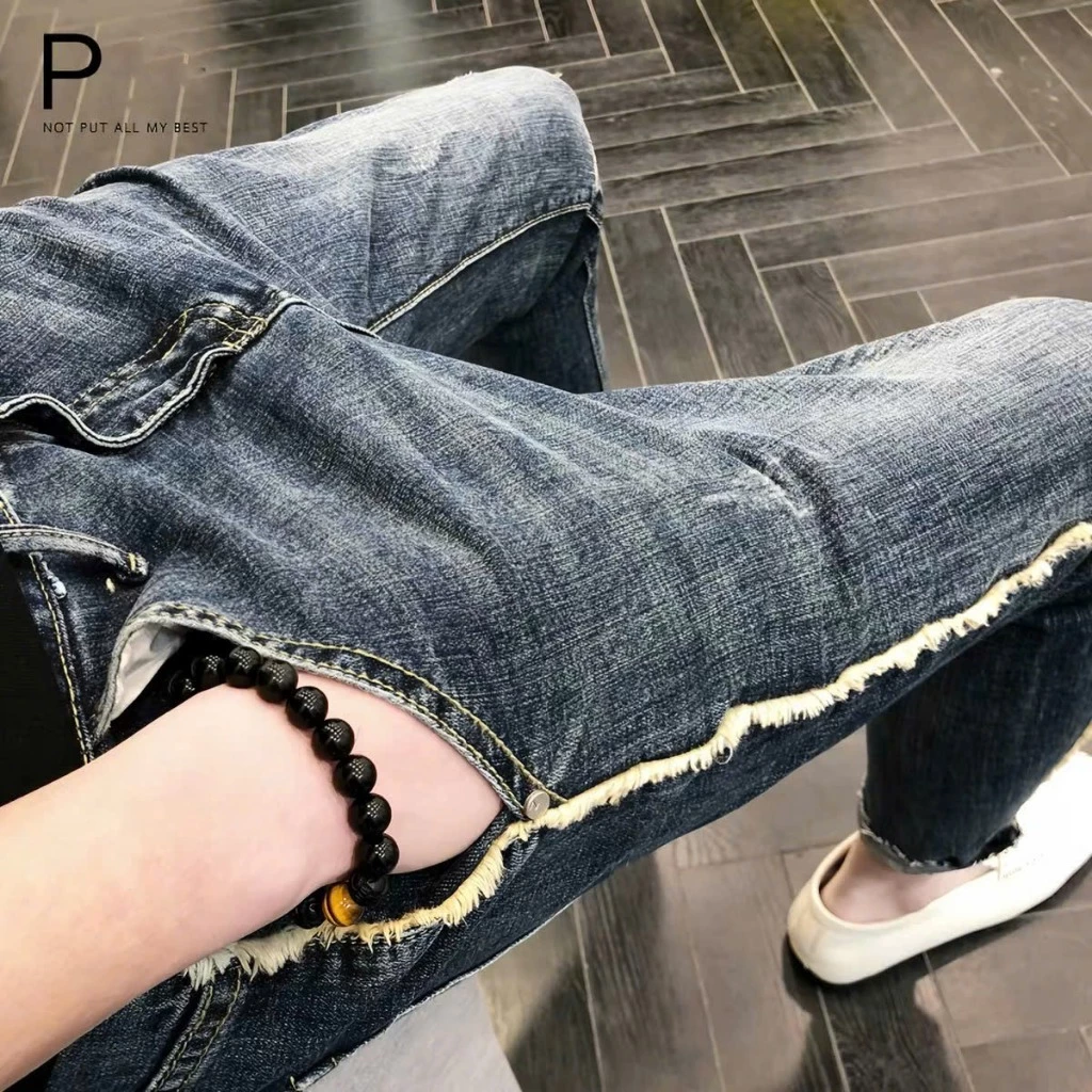 Quần Jean Nam Mềm Mượt Đẹp Wash Xanh Đậm Rêu Mờ Thiết Kế May Nhấn Gối Tinh Tế Phong Cách Urban Fashion 2002 QJN