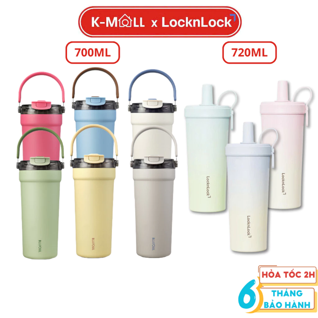 Bình Giữ Nhiệt Phủ Sứ LocknLock Ceramic Tumbler LHC4369 720ml ống hút trân châu, LHC4440 700ml KMALL