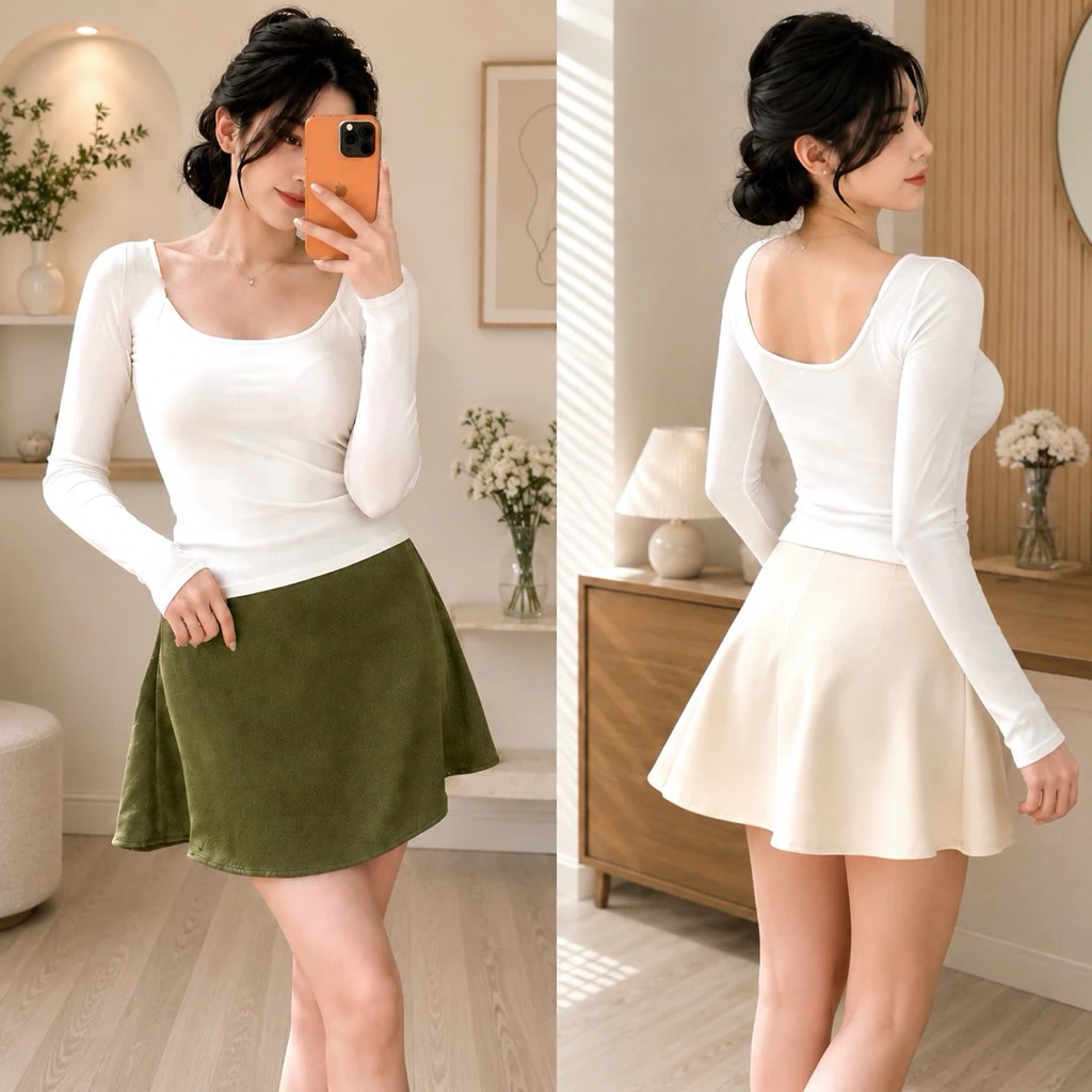 651 - Chân Váy Lụa Poppop Skirt Dáng Ngắn Xoè Nhẹ