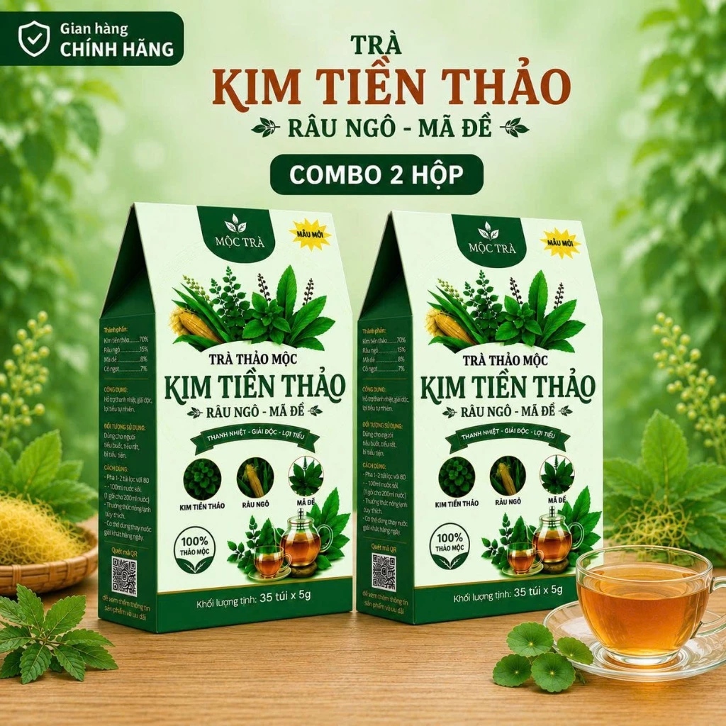 Trà Thảo Mộc Kim Tiền Thảo Râu Ngô Mã Đề Chính Hãng 35 Túi Lọc - Hương Vị Thanh Mát Dễ Uống