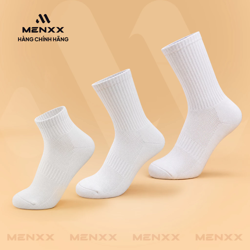 Set 5 Đôi Tất Thể Thao MENXX Dày Dặn Êm Chân Thấm Hút Tốt Cổ Lười Ngắn Trung Cao Co Giãn 4 Chiều