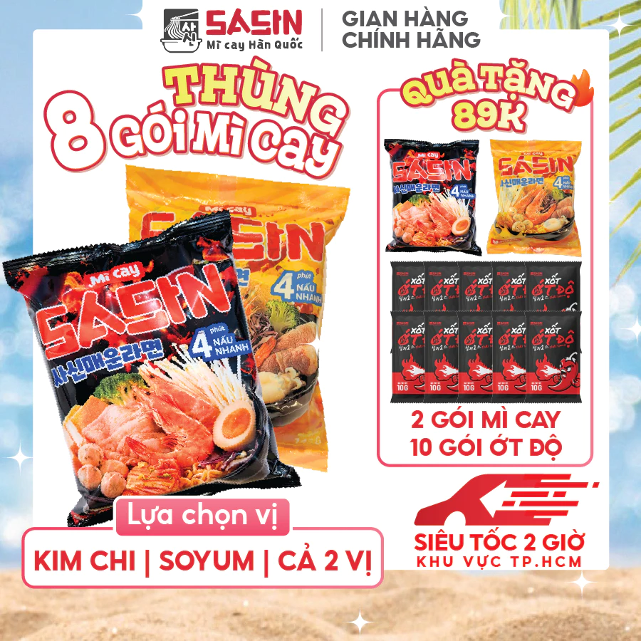 [KOL] [THÙNG 8 TẶNG 2] Mì Cay Sasin (Thùng 8 gói)_(Chọn vị)