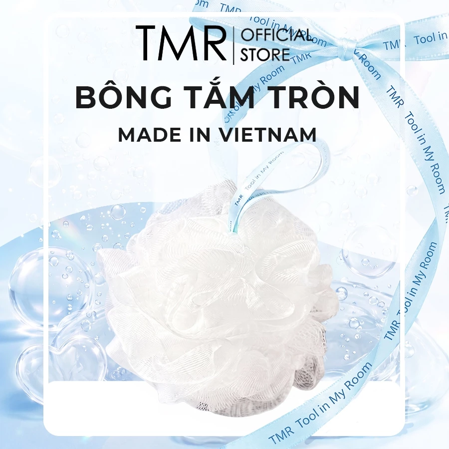 Bông Tắm Sương TMR Mềm Mịn, Tạo Bọt Nhanh, Dành Cho Da Nhạy Cảm Có Dây Treo Màu Pastel Dễ Thương
